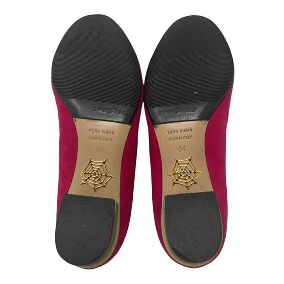 Rare Charlotte Olympia Sugar Skull Pink Suede Embroidered Round Toe Loafers 4 - Picture 9 of 12